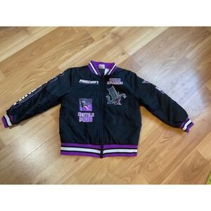 Rare Kids Minecraft Ender Dragon Bomber Jacket Black Purple White Size 5/6